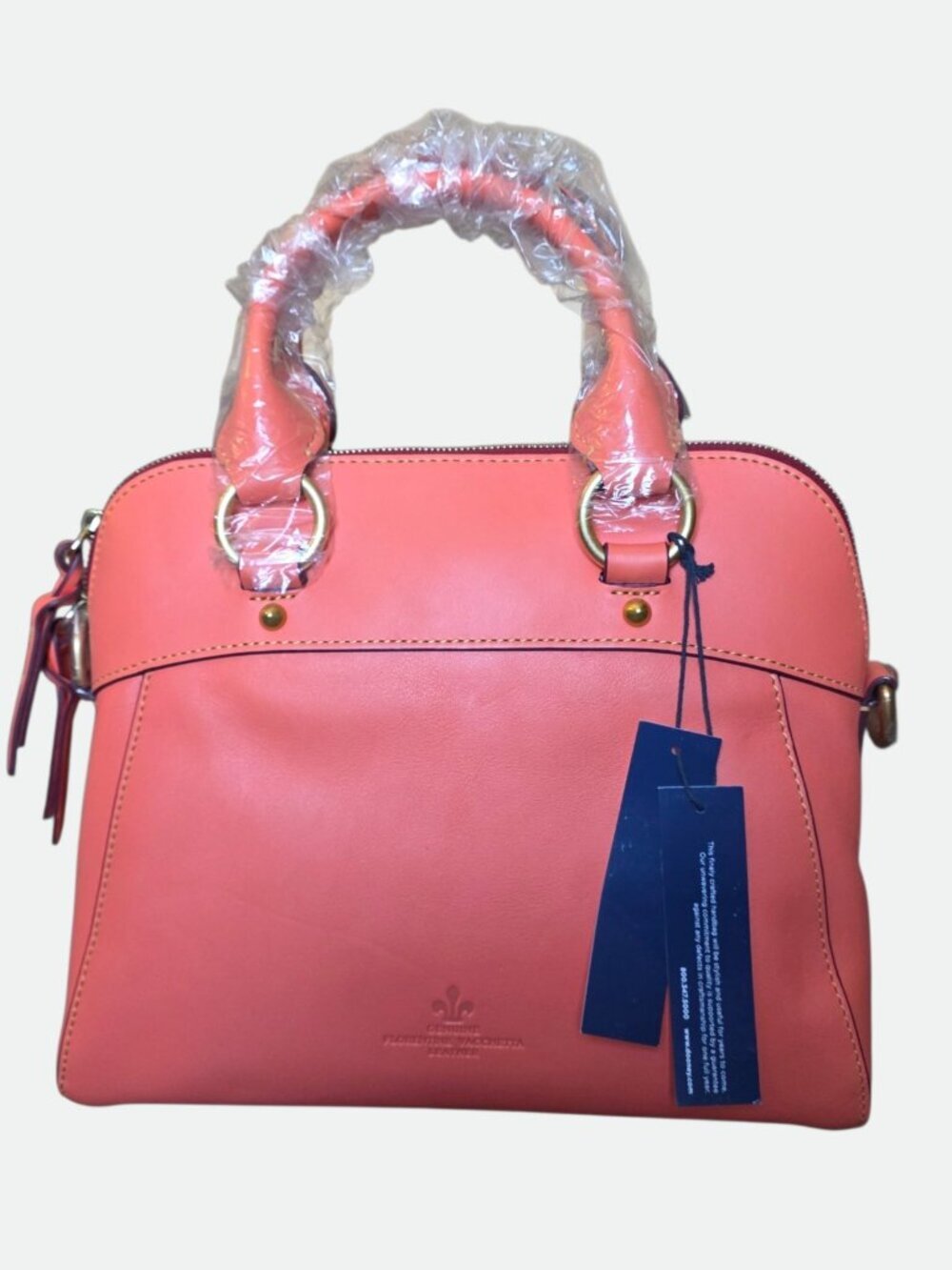 Dooney & Bourke Florentine Cameron Leather Satchel Crossbody Salmon Coral NWT - Picture 9 of 16